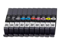 Canon PFI-MBK/PBK/CO/GY/R/C/M/Y/PC/PM 10 Ink Cartridge Multipack - Paquete de 10 - 14.4 ml - gris, amarillo, cián, magenta, rojo, negro mate, Photo Negro, photo cyan, photo magenta, optimizador croma - original - depósito de tinta - para imagePROGRAF PRO-300 4192C008