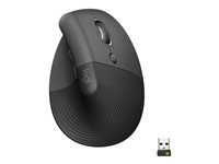 Logitech Lift Vertical Ergonomic Mouse - Ratón vertical - ergonómico - óptico - 6 botones - inalámbrico - Bluetooth, 2.4 GHz - receptor de USB Logitech Logi Bolt - grafito 910-006473