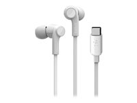 Belkin ROCKSTAR - Auriculares internos con micro - en oreja - cableado - USB-C - aislamiento de ruido - blanco G3H0002BTWHT