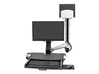 Ergotron StyleView - Kit de montaje (soporte para CPU, 2 fundas para pistas, 2 canales de cable, montaje de guías de pared, estante para el ratón, reposamuñecas, adaptador VESA, bandeja de teclado, brazo de monitor ajustable, guía de pared de 34", soporte para escáner de código de barras y ratón) - para pantalla LCD / equipo PC - aluminio, plástico de alta calidad - aluminio pulido - tamaño de pantalla: hasta 24 pulgadas 45-270-026