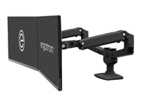 Ergotron LX Dual Side-by-Side Arm - Kit de montaje (montaje con pinza de sujeción para escritorio, soporte con arandela, barra, 2 brazos articulados, soporte en forma de T) - Tecnología patentada Constant Force - para 2 pantallas LCD - aluminio, acero - negro mate - tamaño de pantalla: hasta 27" 45-245-224