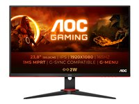 AOC Gaming 24G2SPAE/BK - G2 Series - monitor LED - gaming - 23.8" - 1920 x 1080 Full HD (1080p) @ 165 Hz - IPS - 300 cd/m² - 1000:1 - 1 ms - 2xHDMI, VGA, DisplayPort - altavoces - negro, rojo 24G2SPAE/BK