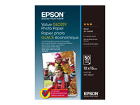 Epson Value - Brillante - 100 x 150 mm - 183 g/m² - 50 hoja(s) papel fotográfico brillante - para Epson L382, L386, L486; Expression Home HD XP-15000; Expression Premium XP-900 C13S400038