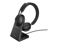 Jabra Evolve2 65 UC Stereo - Auricular - en oreja - Bluetooth - inalámbrico - USB-A - aislamiento de ruido - negro - con base de carga 26599-989-989