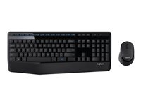 Logitech Wireless Combo MK345 - Juego de teclado y ratón - inalámbrico - 2.4 GHz - Internacional de EE. UU. - negro, azul 920-006489