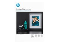 HP Premium Plus Papel fotográfico - Brillante - A4 (210 x 297 mm) - 300 g/m² - 20 hoja(s) papel fotográfico brillante - para ENVY 50XX; ENVY Inspire 7255, 79XX; Officejet 52XX, 80XX; Photosmart B110, Wireless B110 CR672A