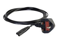 C2G Non-Polarised Power Cord - Cable de alimentación - IEC 60320 C7 a BS 1363 (M) - CA 250 V - 3 m - moldeado - negro - Reino Unido 80613