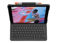 Logitech Slim Folio - Caja de teclado y folio - Bluetooth - QWERTY - español - grafito - para Apple 10.2-inch iPad (7ª generación, 8ª generación) 920-009478