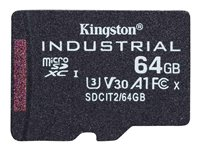 Kingston Industrial - Tarjeta de memoria flash - 64 GB - A1 / Video Class V30 / UHS-I U3 / Class10 - microSDXC UHS-I SDCIT2/64GBSP