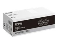 Epson 0710 - Paquete de 2 - gran capacidad - negro - original - cartucho de tóner - para WorkForce AL-M200DN, AL-M200DN Double pack bundle ETD, AL-M200DW, AL-MX200DNF, AL-MX200DWF C13S050710