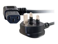 C2G Universal Power Cord - Cable de alimentación - BS 1363 (M) a IEC 60320 C13 - 2 m - conector de 90°, moldeado - negro 88520