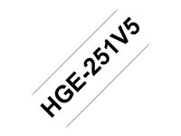 Brother HGE-251V5 - Negro sobre blanco - rollo (2,4 cm x 8 m) 5 bobina(s) tipo laminado - para P-Touch PT-9500pc, PT-9700PC, PT-9800PCN; P-Touch R RL-700S HGE251V5