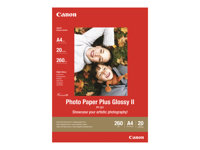 Canon Photo Paper Plus Glossy II PP-201 - Brillante - 130 x 180 mm - 260 g/m² - 20 hoja(s) papel fotográfico brillante - para PIXMA iP2700, iX7000, MG2555, MP210, MP520, MP610, MP970, MX300, MX310, MX700, MX850 2311B018