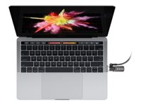 Compulocks MacBook Pro Touch Bar Lock Adapter With Combination Cable Lock - Kit de seguridad del sistema - plata - para Apple MacBook Pro with Touch Bar 13.3" 4x Thunderbolt 3 (Late 2016, Mid 2017, Mid 2018, Mid 2019, Early 2020); MacBook Pro with Touch Bar 15.4" (Late 2016, Mid 2017, Mid 2018, Mid 2019) MBPRLDGTB01CL
