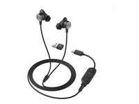 Logitech Zone Wired Earbuds - Auricular - en oreja - cableado - conector de 3,5 mm - aislamiento de ruido - grafito - Certificado para Equipos de Microsoft 981-001009