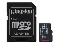 Kingston Industrial - Tarjeta de memoria flash (adaptador microSDXC a SD Incluido) - 64 GB - A1 / Video Class V30 / UHS-I U3 / Class10 - microSDXC UHS-I SDCIT2/64GB