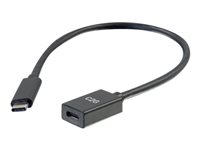 C2G 1ft USB-C to C 3.1 (Gen 2) Male to Female Extension Cable (10Gbps) - Cable alargador USB - USB-C (M) a USB-C (H) - USB 3.1 Gen 2 / Thunderbolt 3 - 3 A - 30 cm - moldeado - negro 88657