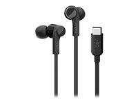 Belkin ROCKSTAR - Auriculares internos con micro - en oreja - cableado - USB-C - aislamiento de ruido - negro G3H0002BTBLK