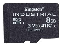 Kingston Industrial - Tarjeta de memoria flash - 8 GB - A1 / Video Class V30 / UHS-I U3 / Class10 - microSDHC UHS-I SDCIT2/8GBSP