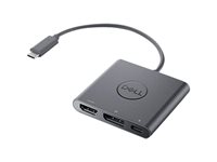 Dell Adapter USB-C to HDMI/DP with Power Pass-Through - Adaptador de vídeo - USB-C macho a HDMI, DisplayPort, USB-C (solo alimentación) hembra - 18 cm - compatibilidad con 4K, conexión de paso de energía - para Latitude 33XX, 73XX; Precision 35XX, 55XX; Vostro 13 5310, 14 5410, 55XX; XPS 15 95XX DBQAUANBC070