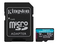 Kingston Canvas Go! Plus - Tarjeta de memoria flash (adaptador microSDXC a SD Incluido) - 512 GB - A2 / Video Class V30 / UHS-I U3 / Class10 - microSDXC UHS-I SDCG3/512GB