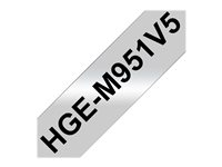 Brother HGE-M951V5 - Negro sobre plata - rollo (2,4 cm x 8 m) 5 bobina(s) tipo laminado - para P-Touch PT-9500pc, PT-9700PC, PT-9800PCN; P-Touch R RL-700S HGEM951V5