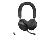 Jabra Evolve2 75 - Auricular - en oreja - Bluetooth - inalámbrico, cableado - cancelación de sonido activo - USB-A - aislamiento de ruido - negro - con base de carga - Certificado para Equipos de Microsoft 27599-999-989