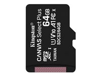 Kingston Canvas Select Plus - Tarjeta de memoria flash - 64 GB - A1 / Video Class V10 / UHS Class 1 / Class10 - microSDXC UHS-I SDCS2/64GBSP