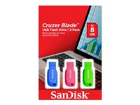 SanDisk Cruzer Blade - Unidad flash USB - 8 GB - USB 2.0 (paquete de 3) SDCZ50C-008G-B46T