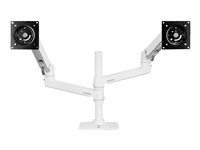 Ergotron LX - Kit de montaje (montaje con pinza de sujeción para escritorio, barra, 2 brazos articulados, 2 abrazaderas de extensión) - para 2 pantallas LCD - aluminio, acero - blanco - tamaño de pantalla: hasta 24 pulgadas - escritorio 45-492-216