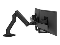 Ergotron HX - Kit de montaje (asa, brazo articulado, montaje con pinza de sujeción para escritorio, soporte con arandela, 2 pivotes, montaje de hardware, pieza de extensión, arco de bisagra) - para 2 monitores - negro mate - tamaño de pantalla: hasta 32" 45-476-224