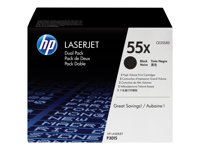 HP 55X - Paquete de 2 - Alto rendimiento - negro - original - LaserJet - cartucho de tóner (CE255XD) - para LaserJet Enterprise MFP M525; LaserJet Enterprise Flow MFP M525; LaserJet Managed MFP M525 CE255XD