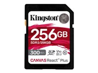 Kingston Canvas React Plus - Tarjeta de memoria flash - 256 GB - Video Class V90 / UHS-II U3 / Class10 - SDXC UHS-II SDR2/256GB