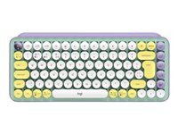 Logitech POP Keys - Teclado - inalámbrico - Bluetooth LE, Bluetooth 5.1 - QWERTY - Internacional de EE. UU. - interruptor: Brown Tactile - morado 920-010736