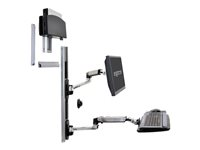 Ergotron LX - Kit de montaje (soporte para CPU, soporte para ratón, 2 fundas para pistas, brazo para teclado, 2 canales de cable, reposamuñecas, guía de pared de 10", guía de pared de 34", brazo para pantalla, alfombrilla de ratón) - para pantalla LCD / equipo PC - soporte pequeño para CPU - negro, aluminio pulido - tamaño de pantalla: hasta 32" - se puede instalar en la pared 45-253-026