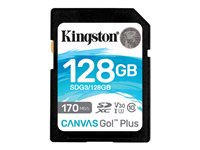 Kingston Canvas Go! Plus - Tarjeta de memoria flash - 128 GB - Video Class V30 / UHS-I U3 / Class10 - SDXC UHS-I SDG3/128GB