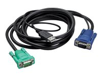 APC - Cable de teclado / vídeo / ratón (KVM) - USB, HD-15 (VGA) (M) a HD-15 (VGA) (M) - 3.66 m - negro - para P/N: AP5201, AP5202, AP5808, AP5816, KVM1116R AP5822