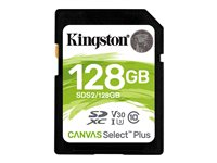 Kingston Canvas Select Plus - Tarjeta de memoria flash - 128 GB - Video Class V30 / UHS-I U3 / Class10 - SDXC UHS-I SDS2/128GB