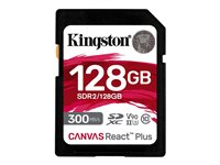 Kingston Canvas React Plus - Tarjeta de memoria flash - 128 GB - Video Class V90 / UHS-II U3 / Class10 - SDXC UHS-II SDR2/128GB