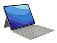 Logitech Combo Touch - Caja de teclado y folio - con panel táctil - luz trasera - Apple Smart connector - QWERTY - Reino Unido - arena - para Apple iPad Pro de 12,9" (5ª generación) 920-010222