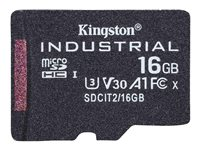 Kingston Industrial - Tarjeta de memoria flash - 16 GB - A1 / Video Class V30 / UHS-I U3 / Class10 - microSDHC UHS-I SDCIT2/16GBSP