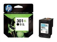 HP 301XL - 8 ml - Alto rendimiento - negro - original - cartucho de tinta - para Deskjet 1050A J410, 1051A J410, 10XX, 10XX J410, 15XX, 2000, 2050 J510, 2050A J510, 2054A J510, 25XX, 3000, 3050 J610, 3050A J611, 3052A J611, 3054A J611, 3055A J611, 3057A J611, 3059A J611, 3510; Envy 450X, 553X; Officejet 26XX, 46XX CH563EE#BA3