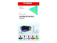 Canon CLI Value Pack 8 Multipack - Depósito de tinta - 1 x negro, rojo, verde, magenta pigmentado, cian pigmentado 0620B027