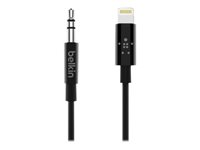 Belkin - Cable de Lightning a conector de auriculares - Lightning macho a miniconector estéreo macho - 91.4 cm - negro - para Apple iPhone (Lightning) AV10172BT03-BLK