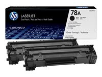 HP 78A - Paquete de 2 - negro - original - LaserJet - cartucho de tóner (CE278AD) - para LaserJet Pro M1536dnf, P1566, P1606DN, P1607dn, P1608dn, P1609dn CE278AD