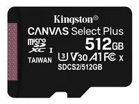 Kingston Canvas Select Plus - Tarjeta de memoria flash - 512 GB - A1 / Video Class V30 / UHS Class 3 / Class10 - SDXC UHS-I SDCS2/512GBSP