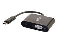 C2G USB C to VGA Video Adapter w/ Power Delivery - USB Type C to VGA Black - Adaptador de vídeo externo - USB-C - VGA - negro 80494