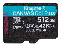 Kingston Canvas Go! Plus - Tarjeta de memoria flash - 512 GB - A2 / Video Class V30 / UHS-I U3 / Class10 - microSDXC UHS-I SDCG3/512GBSP