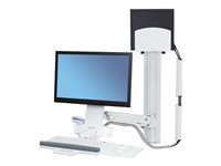 Ergotron StyleView Sit-Stand Combo System With Medium white CPU Holder - Kit de montaje (brazo articulado, montaje de guías de pared) - para LCD display / PC equipment (Elevar y girar) - plástico, aluminio - blanco - tamaño de pantalla: hasta 24 pulgadas 45-271-216