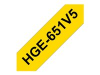 Brother HGE-651V5 - Negro sobre amarillo - rollo (2,4 cm x 8 m) 5 bobina(s) tipo laminado - para P-Touch PT-9500pc, PT-9700PC, PT-9800PCN; P-Touch R RL-700S HGE651V5